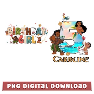 Cumpleaños personalizado de Moana PNG, Cumpleaños de la princesa Moana Maui Png, Cumpleaños de la princesa Niñas Niño Png, Cumpleaños de Hei Hei Moana, Descarga digital
