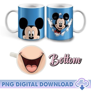 Mickey Mouth Bottom Mug PNG, Wrap Mickey Lovers Gift, Mickey And Friends Sublimation Mug, Disneyland Mouth Bottom Design, Instant Download
