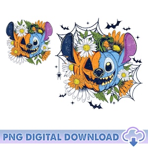 Stitch Pumpkin Spice PNG, Cozy Season Png, Fall Vibes Stitch Png, Stitch Movie Autumn Pumpkin Png, Stitch Boho Floral Png Digital Download