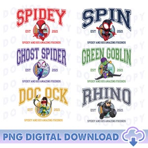 Spidey And His Amazing Friends PNG Bundle, Avengers Matching Png, Spiderman Family Matching Png, Ghost Spider Spin Png, Avengers Superhero