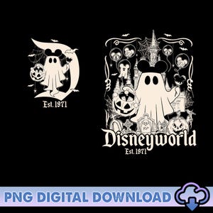 Vintage Disneyworld Mickey Ghost PNG, Disneyworld Est 1971,Disneyworld Halloween Png, Mickey&#39;s Not So Scary,Halloween Party,Digital Download