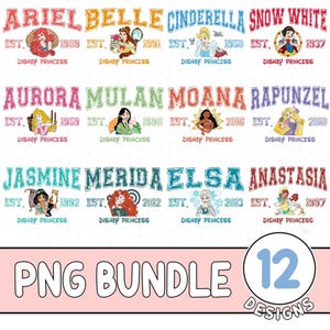 Disneyland Princess All Characters PNG Bundle, Magic Kingdom Princess Png, Disneyland Girl Trip Png, Princess Vacation Png, Digital Download