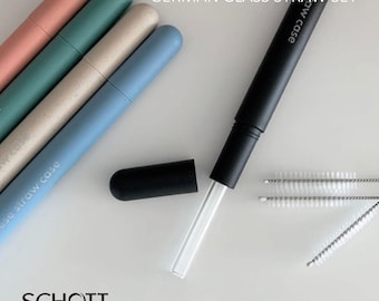 Reusable Glass Straw Set: German-Made, Eco-Friendly with Travel Case