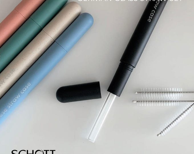 Reusable Glass Straw Set: German-Made, Eco-Friendly with Travel Case