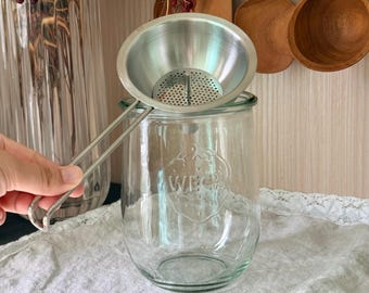 SOREX 304 Stainless Steel Funnel with Removable Strainer | Fits WECK Jars (L Size) | Hanging Loop Design