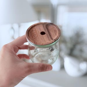 Acacia Wood WECK Jar Lid with Straw Hole - 60mm S Size