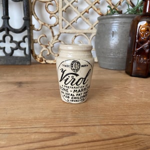 Small antique stoneware Virol Bone Marrow pot
