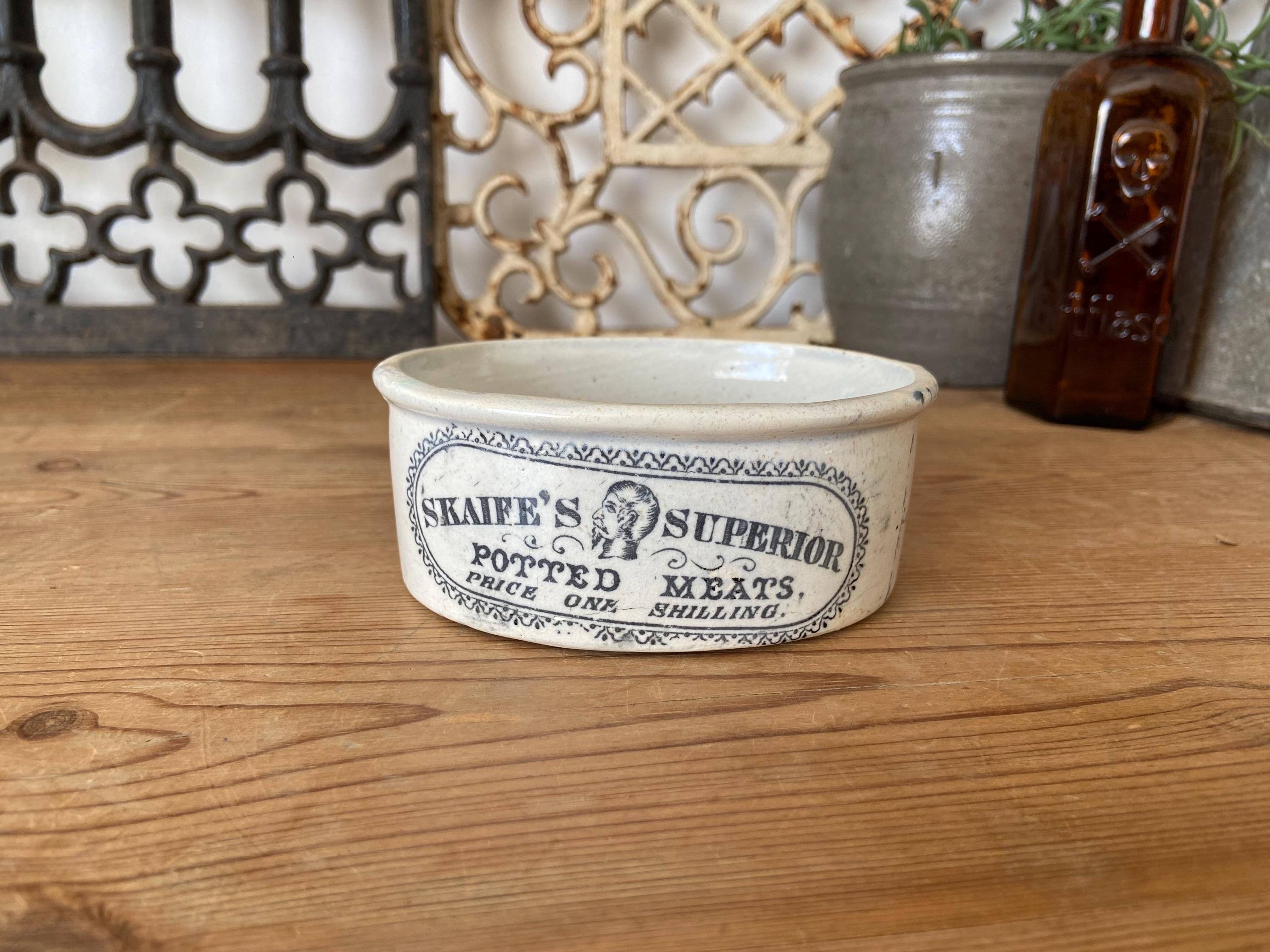 アンティーク◆R.&T. GIBSON POTTED MEATS◆ミートポット Rare Antique Potted Meat Pot - Etsy