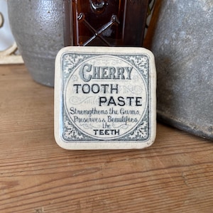 Antique square ironstone pot lid - Cherry Tooth Paste