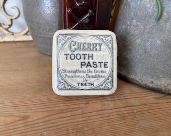 Antique square ironstone pot lid - Cherry Tooth Paste