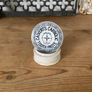 Antik Calverts karboliska tandkräm vit järnstenskruka #2
