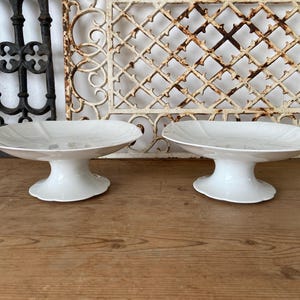 1x Vintage French fluted porcelain compote - ceramic footed cake stand