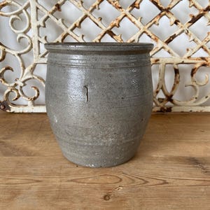 Antique French grey stoneware pot - Impressed &#39;1&#39;