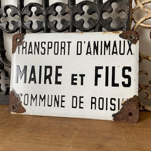 Vintage Belgian enamel sign - Transport D’Animaux