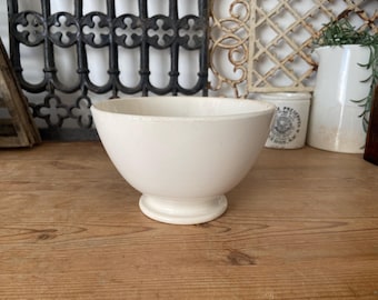 アンティークのフランス製カフェオレボウル：花柄の白磁、20世紀初頭