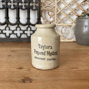 Antique Taylor’s Prepared Mustard stoneware pot