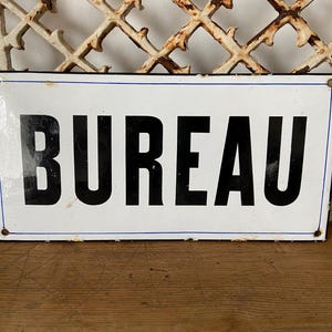 Antiek Frans emaille bord van het bureau
