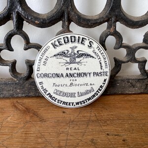 Keddie’s Real Gorgona Anchovy Paste antique advertising pot lid