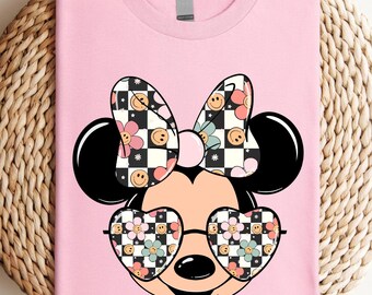 Retro Minnie Shirt, Disney Minnie Mouse Shirt, Disneyland Trip Tee, Disneyland Family Matching Tee, Minnie Lover Gift Tee, Floral Ribbon Tee