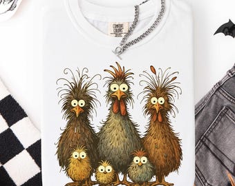 Comfort Colors® Cute Hen Rooster Art Tee, Crazy Chicken Family Shirt, Funny Chicken Family Shirt, Funny Chicken Art Shirt, Farm Animal Gift