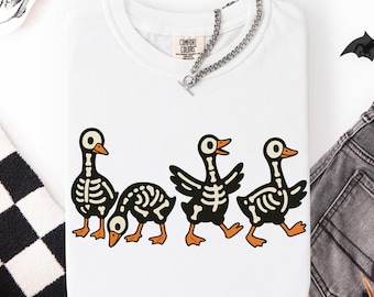 Comfort Colors® Spooky Goose Halloween Shirt, Just a Spooky Goose Shirt, Funny Goose Shirt, Halloween Shirt, Skeleton Tee for Kids