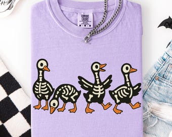 Comfort Colors® Spooky Goose Halloween Shirt, Just a Spooky Goose Shirt, Funny Goose Shirt, Halloween Shirt, Skeleton Tee for Kids