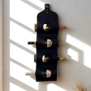 Küchenwand-Weinanzeige, vertikaler Weinflaschen-Organizer, Wandweinregal, Lederweinlagerung, Geschenk für Weinliebhaber, Weinzubehör