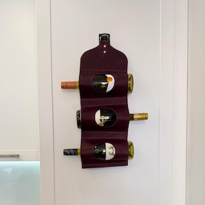 Flaschenhalter für Spirituosen, vertikales Weinregal, Weinflaschenhalter aus Leder, Wandweinzubehör, Küchenwanddekor, Wandregalanzeige