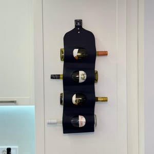 Wandhalter für Weinflaschen, Wandbehang für Flaschen aus Leder, Weinflaschenträger, Weinflaschenauslage, Einweihungsgeschenk, Wanddeko für Küche und Haus