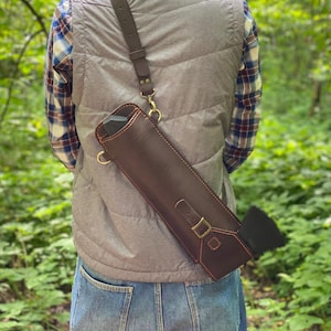 Handmade axe cover, leather case for axe, hatcher holder, leather tool holder, ax sheath, gift for husband and dad, gift for men