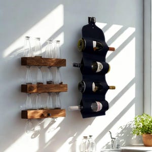 Wein Leder Accessoires, vertikaler Schnapsflaschenhalter, Weinflaschenaufbewahrung, Weindekor, Wandweinregal, Geschenk für Mama, Geschenk für Weinliebhaber