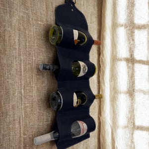 Weinflaschenhalter für die Küche, Weindekor, Weinzubehör aus Leder, Weinflaschenhalter, Küchenwandkunst, Wandregalanzeige