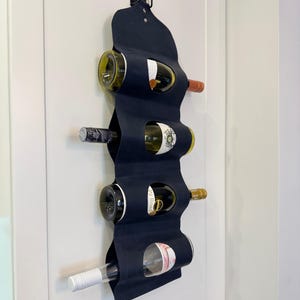 Vertikales Wandregal aus Leder, Weinflaschenhalter, Weinzubehör, Flaschenorganisator, Weinaufbewahrung, Wandweinregal, Weindekor