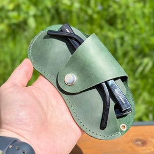 Étui à lunettes souple vert, étui à lunettes de soleil en cuir, porte-lunettes, accessoires en cuir, organisateur de lunettes de soleil, étui à lunettes personnalisé