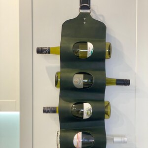 Weinflasche hängenden Wanddekor, benutzerdefinierte Weinflasche, Leder Küche Wanddekor, Bauernhaus Dekor, Weinflasche Display