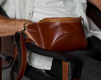 Leather Waist Pouch: Men's Phone Belt Bag - Handmade