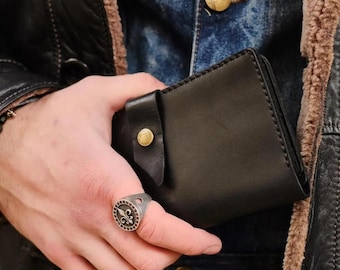 Handmade Crazy Horse Leather Wallet: Slim Bifold with Coin Pocket