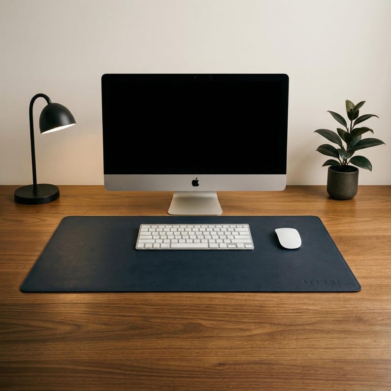 Computer desk mat, leather square placemat, personalized desk pad, desk accessories, large mouse pad, boyfriend gift, custom gaming pad image 5