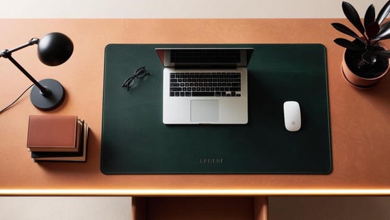 Computer desk mat, leather square placemat, personalized desk pad, desk accessories, large mouse pad, boyfriend gift, custom gaming pad