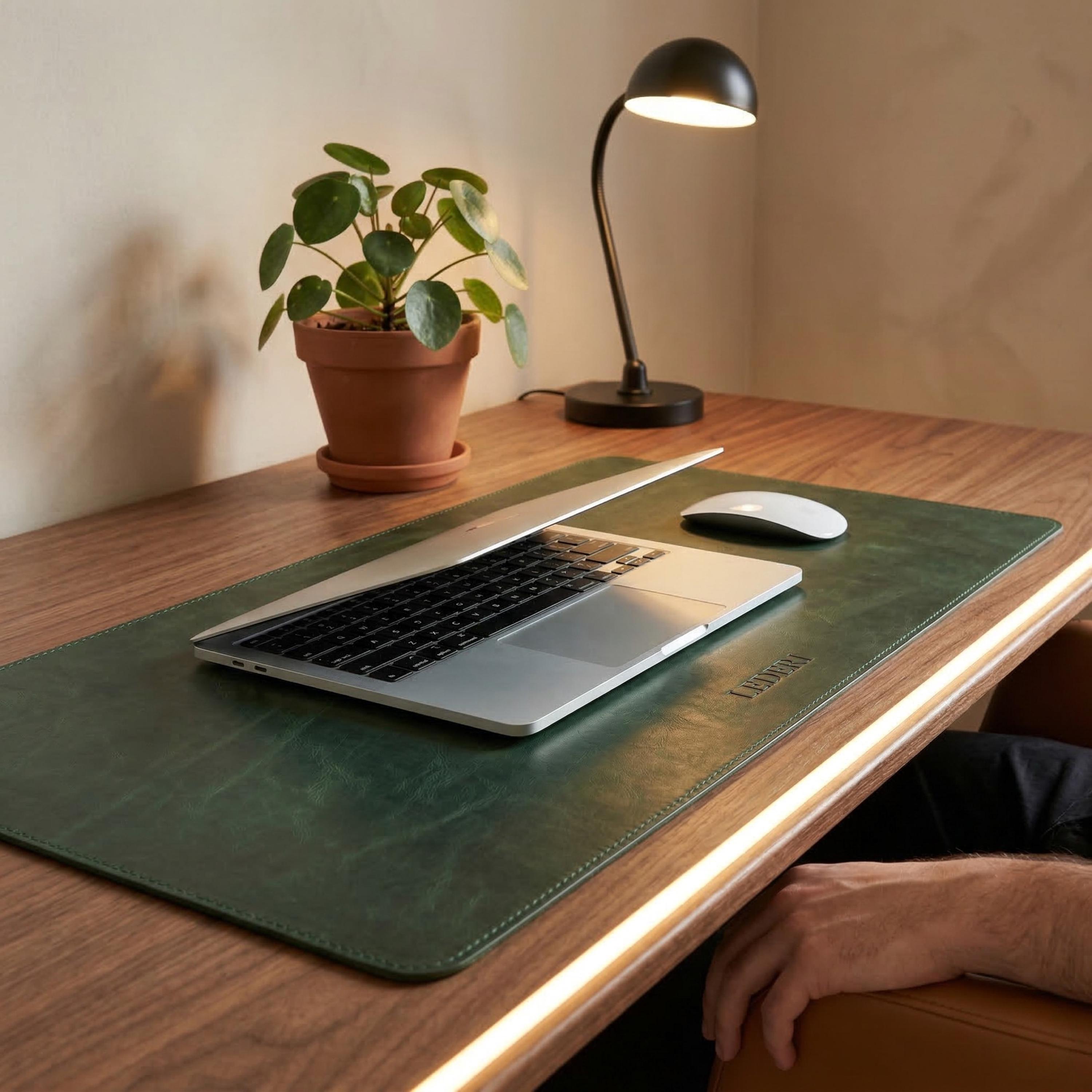 Computer Desk Mat, Leather Square Placemat, Personalized Desk Pad, Desk ...