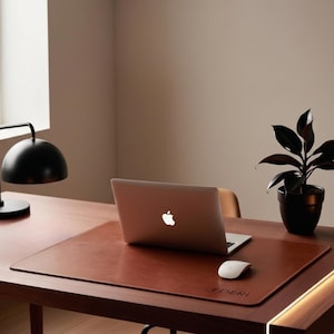 Personalized Leather Desk Mat: Minimalist Office Keyboard Pad, Gamer Gift