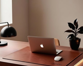 Personalized Leather Desk Mat: Minimalist Office Keyboard Pad, Gamer Gift