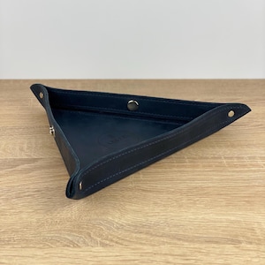 Leather dice tray, dice rolling tray, desktop organizer, jewelry organizer, leather valet tray, triangle coin tray, home decor gift for him