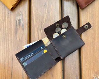 Portafoglio bifold in morbida pelle: porta carte minimalista fatto a mano