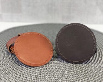 Personalized leather coaster set, drink round coaster, minimalist cup coaster, desk gift for husband, kitchen table decor, anniversary gift
