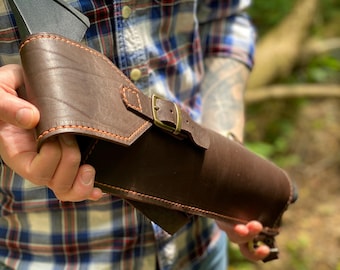 Handmade Leather Axe Holder, Belt Hatchet Carrier, Axe Sheath for Camping