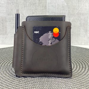 Organizador de billetera marrón EDC, funda de cuero EDC, funda para tarjetas de bolsillo, regalo para esposo, bolsillo EDC de cuero, regalo de cuero para hombre, estuche de almacenamiento de cuero