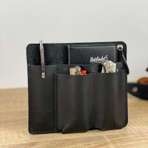 Grande pochette edc, porte-passeport pour stylo briquet, organiseur de poche en cuir, étui multi-outils, cadeau pour mari, transport quotidien, étui en cuir edc
