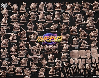 Huppus Space Mercenaries / Dnd Stl Files, Stl Files, Stl Pack, Pathfinder Stl, Best Stl, Miniatures Stl, 3d Printer Files, Stl