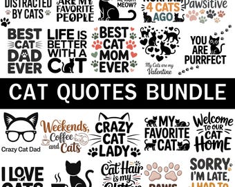Katzen Zitate PNG Bundle | Lustige Katzenliebhaber Sprüche (Digitaler Download)